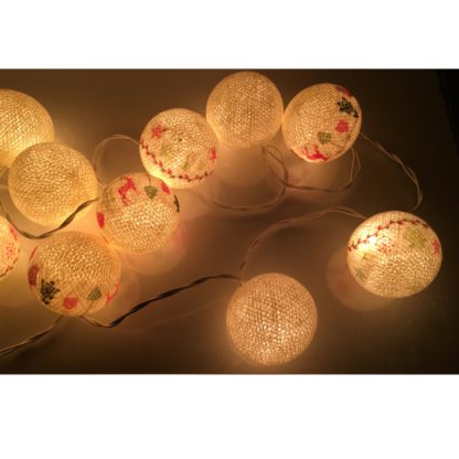 Christmas White Cotton Ball String Lights