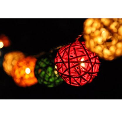 Mixed Colours Ball Rattan String Lights